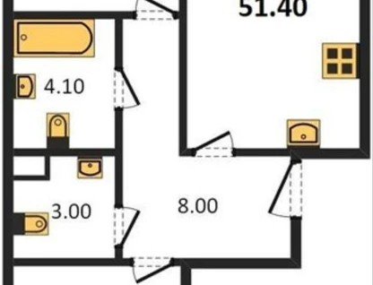 2-к. квартира, 51,4&nbsp;м²