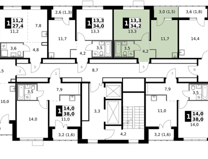 1-к. квартира, 34&nbsp;м²