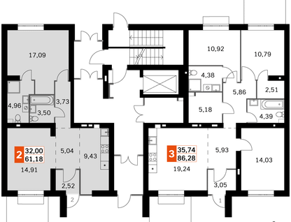 2-к. квартира, 61&nbsp;м²