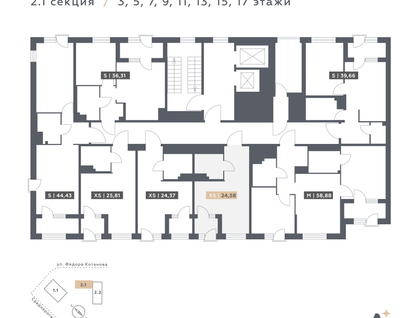 Студия, 24 м²