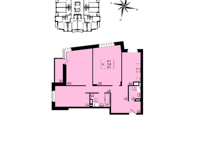 1-к. квартира, 81,7&nbsp;м²