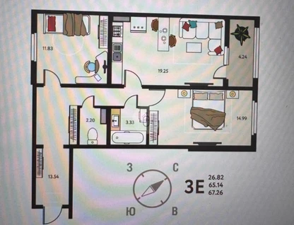 3-к. квартира, 67,3&nbsp;м²