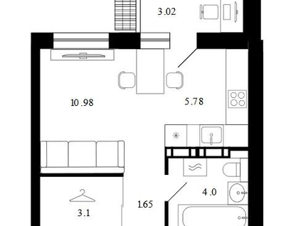 Студия, 28,5 м²
