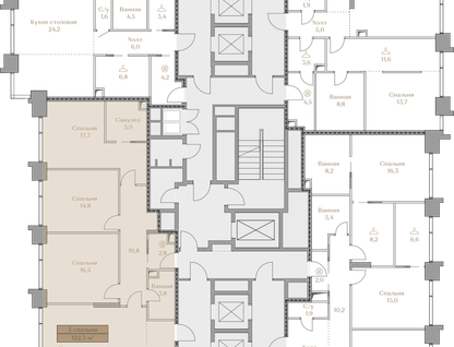 3-к. квартира, 122 м²