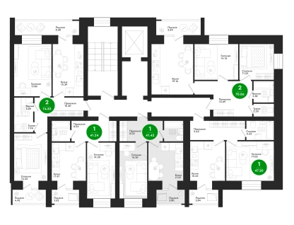 1-к. квартира, 41&nbsp;м²