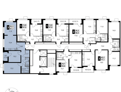 3-к. квартира, 67 м²