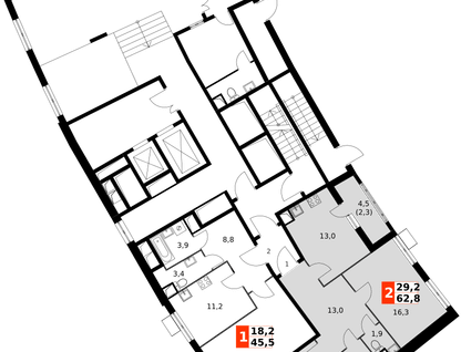 2-к. квартира, 62&nbsp;м²