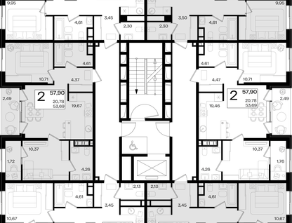2-к. квартира, 60 м²