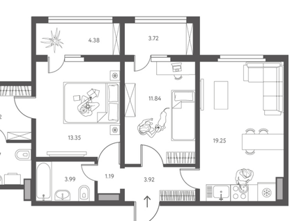 3-к. квартира, 67,3 м²