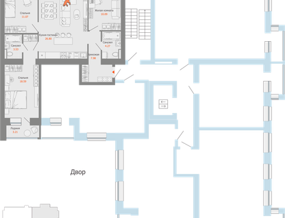 4-к. квартира, 84&nbsp;м²