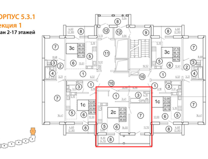 1-к. квартира, 44,5&nbsp;м²