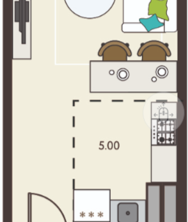 Студия, 26,7 м²