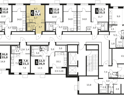 Студия, 19 м²