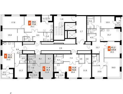 Студия, 34&nbsp;м²