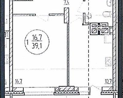 1-к. квартира, 39,1&nbsp;м²