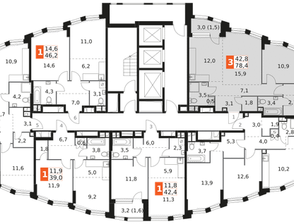 3-к. квартира, 78&nbsp;м²