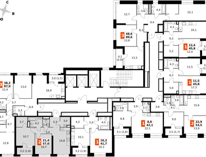 2-к. квартира, 57 м²