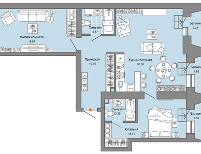 3-к. квартира, 80 м²