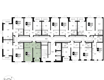 1-к. квартира, 38&nbsp;м²