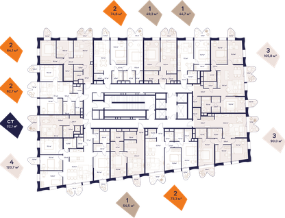 1-к. квартира, 54&nbsp;м²