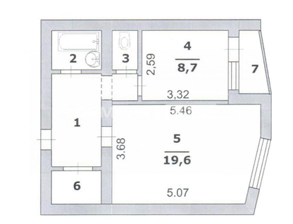 1-к. квартира, 42&nbsp;м²