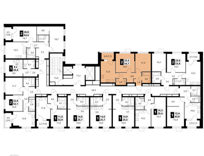 2-к. квартира, 54 м²
