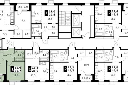 1-к. квартира, 36 м²
