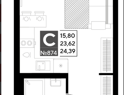 Студия, 24,4 м²