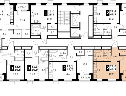 2-к. квартира, 46 м²