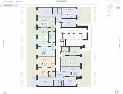 2-к. квартира, 66&nbsp;м²