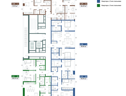 1-к. квартира, 56 м²