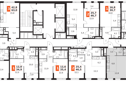 3-к. квартира, 61 м²