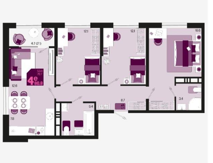 4-к. квартира, 80,8&nbsp;м²