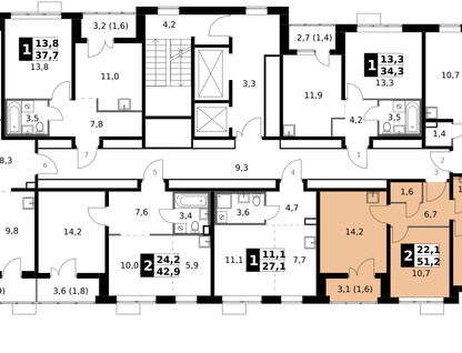 2-к. квартира, 51 м²