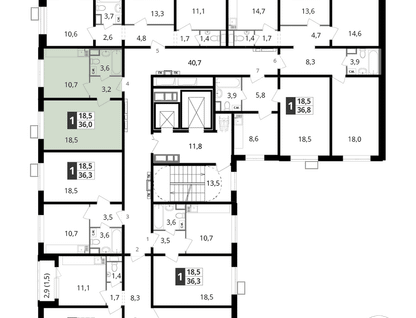 1-к. квартира, 36&nbsp;м²