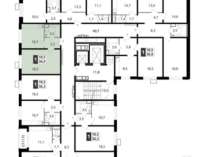 1-к. квартира, 36&nbsp;м²