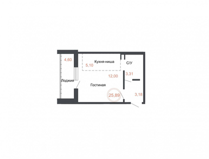 Студия, 26&nbsp;м²