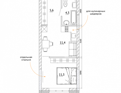 1-к. квартира, 32,9&nbsp;м²