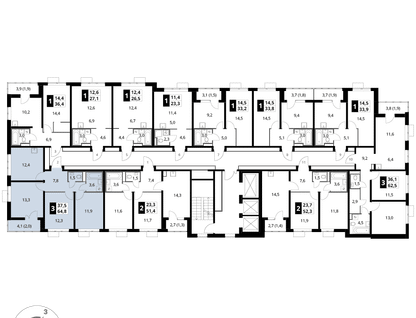 3-к. квартира, 64&nbsp;м²