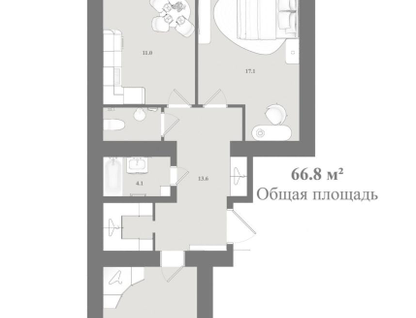 2-к. квартира, 66,8&nbsp;м²
