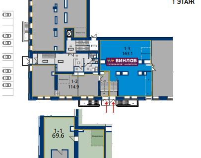 Помещение свободного назначения, 69,6 м²