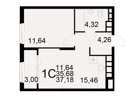1-к. квартира, 37,2&nbsp;м²