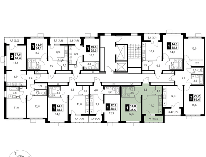 1-к. квартира, 38 м²