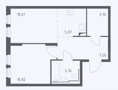 2-к. квартира, 41,5&nbsp;м²