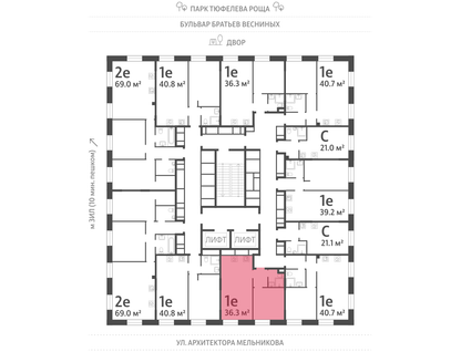 1-к. квартира, 36&nbsp;м²