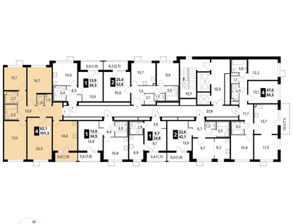 4-к. квартира, 101&nbsp;м²