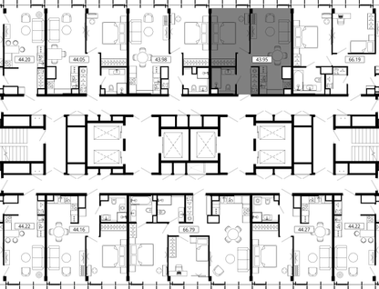 1-к. квартира, 43 м²
