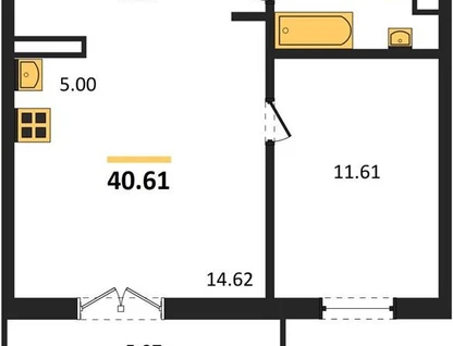 1-к. квартира, 40,1&nbsp;м²