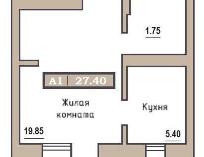 Студия, 27,4&nbsp;м²
