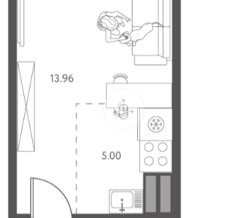Студия, 26,6 м²